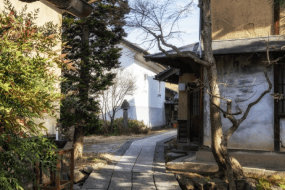 Obuse town street in Nagano, Japan